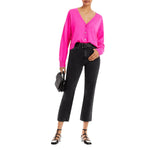 Aqua Womens Front Button Cashmere V-Neck Cardigan Sweater V10337 Neon Pink M