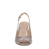 Naturalizer Alexa Slingback Peep Toe Dress Sandals Pewter Leather Brown 6M