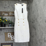 Donna Karan Womens Tweed Sheath Dress Button Accent KA4T24W8 Cream / Gold 2
