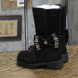 Vince Camuto Toddler Girls Tall Bow with Rhinestones Riding Boots Black 5T