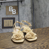 A New Day Womens Esme Floral Crochet Kitten Heels 92979007 Tan Brown 6.5M