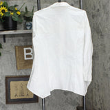 LOGO by Lori Goldstein Womens Cotton Button Up Long Sleeve A-Line Shirt White M