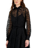 Tahari Asl Women's Lace Fit & Flare Shirtdress 2BM190-T2 Black 10