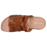 Easy Spirit Womens Strappy Mindi Flat Sandal SEMINDI Cognac Leather Brown 7.5M