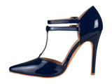 Journee Collection Womens T-Strap Tru Pump Stiletto Heels TRU Navy Blue 7.5M
