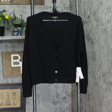 Aqua Womens Button Up Sweater Cashmere V-Neck Cardigan V10337 Black L
