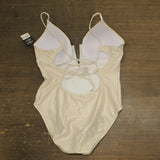 Bar III Womens V-Wire Plunge-Neck One-Piece Swimsuit MBRE25249 Shimmer Gold XL