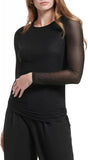 Calvin Klein Stretch Long Sleeve Ruched Sides Mesh Novelty Blouse M2JHI857