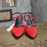 A New Day Womens Rosemary Heels Satin Strappy 94646855 Red 7M