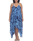 Raviya Womens Plus Size Tie-Dyed Handkerchief-Hem Cover-Up Dress 76156XTD