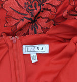 Siena Womens V-Neck Embroidered-Mesh Sleeveless Dress SATP1831 Red / Black 14