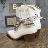 Universal Thread Frannie Western Ankle Boots with Scarf Tie 95053280 White 7M
