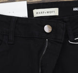 Warp + Weft Womens AMA Jet-Set Stretch Slim Boot-Cut Jeans with Slit Black 8