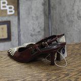 A New Day Serafina Rhinestone Strap-Back Heels 94661780 Burgundy Red 6M