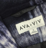 Ava & Viv Belted Shawl Collar Long Coat 94675527 Blue Multi 1X