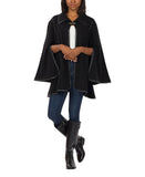 Patricia Nash Leather-Trimmed Open-Sleeve Cape with Filigree Clasp KN11504 Black