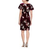 SLNY Womens Embellished Sheath Velvet Floral Print Dress Magenta Purple Multi 14
