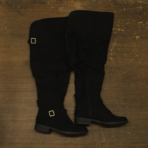 Sun + Stone Anyaa Faux Suede Over-the-Knee Boots Wide Calf Black 8.5M-WC