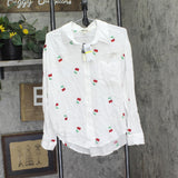 Miken Womens Cherry Embroidered Button-Down Swim Shirt I2992PUXH White Multi M