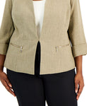Kasper Womens Plus Size Zippered-Pocket Blazer 10841619