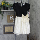 Rare Editions Girls Puff Sleeve Lace Dress H467545 Ivory / Black 12