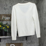 Aqua Womens 100% Cashmere V Neck Sweater V11599 Ivory Off White S