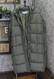 Sebby Collection Womens Long Belted Puffer Coat with Hood Jacket Olive Green S