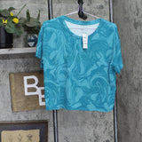 Jenni Womens Short Sleeve Pajama Shirt Top 100173182MS Tonal Marble Green M