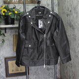 Future Collective Womens Relaxed Faux Leather Moto Jacket 94642737 Black M