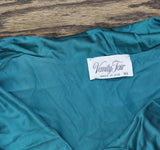 Vanity Fair Womens Vintage 2-Piece Knit Stretch Pajama Set Blue Green XL
