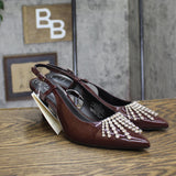 A New Day Womens Serafina Heels Rhinestone 94661783 Burgundy Red 7.5M