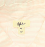 Style & Co. Womens Cotton Striped Boyfriend Shirt White Fiji Pink 2XL