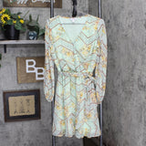 LC Lauren Conrad Womens Woven Beltled Lurex Dress 16614723e516cd Green Floral S