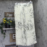 Calvin Klein Printed Pull-on Wide Leg Lined Pants Light Gray Print Multi XL