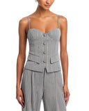 Aqua X Salvatore Rizza Crystal Pinstripe Bustier Top IBO26857 Gray 2XS