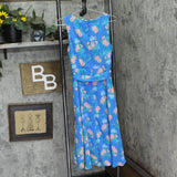 Ny Collection Petites Chiffon Printed Midi Dress Bright French Blue Melon PM