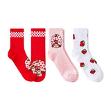 High Point Design Womens Strawberry Shortcake 3-Pack Mid Crew Socks Pink Multi S