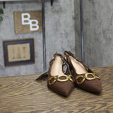 A New Day Womens Tabitha Oversized Chain Sling Back Heels 94305243 Brown 6M