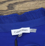 Calvin Klein Solid Ruffled-Collar Tie-Neck Top Klein Blue 3X