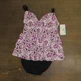 Swim Solutions Womens One Piece Tiered Swimsuit 806835 Magenta Purple 8