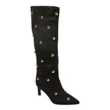 A New Day Womens Justice Boots Faux Suede Studded Mid-Calf 94568941 Jet Black 7M
