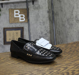 Aerosoles Womens Studded Tailored Loafer Faux Leather Black / Silver 8M