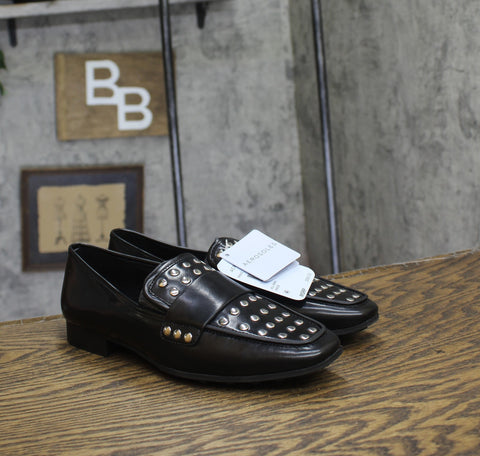 Aerosoles Womens Studded Tailored Loafer Faux Leather Black / Silver 8M