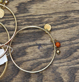 Erica Lyons Fall Autumn Leaf Pumpkin Bead Charm Bangle Bracelets Orange Multi