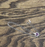 Stainless Steel Chain Necklace Silver Gray / Purple 15.5" + 2.5"