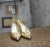 Katy Perry Womens Revival Bow Pointed Toe Pumps KP2947 Gold Yellow 5.5M