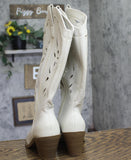 Universal Thread Tiana Western Laser Cutout Faux Leather Boots 94836305 White 8M