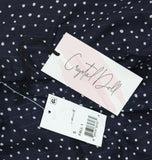 Crystal Doll Printed-Chiffon Short Sleeve Fit Flare Dress Navy Blue / White S