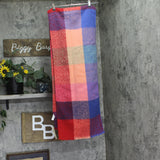 On 34th Womens Brushed Buffalo Plaid Blanket Scarf Fringe Cozy Bright Red Multi