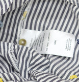 A Pea in the Pod Cotton Button Up Embroidered Maternity Shirt Blue Dot Stripe L